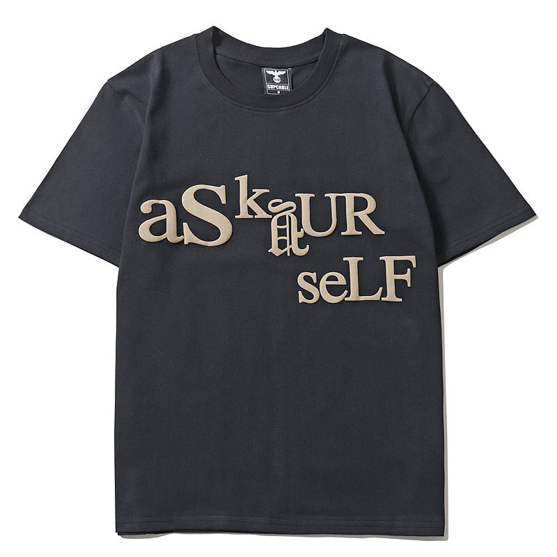 Askyurself T-shirts Summer Letter Print Short-Sleeve T-shirt