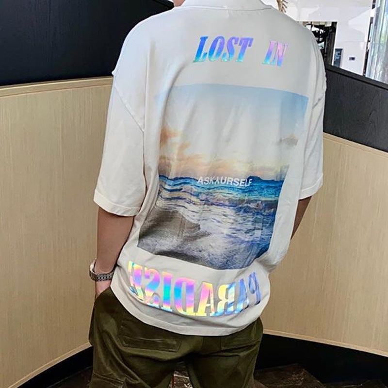 Askyurself T-shirts Short Sleeve Worn Looking Washed-out T-shirt Men and Women