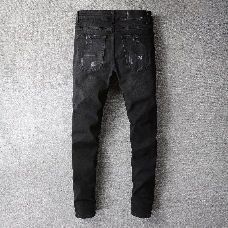 Amiri Jeans Casual Hip Hop Splash-Ink Painted Slim Jeans Men