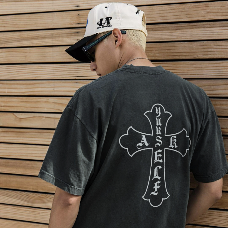 Askyurself T-shirts Summer Loose Men's Fog Short Sleeve T-shirt Summer